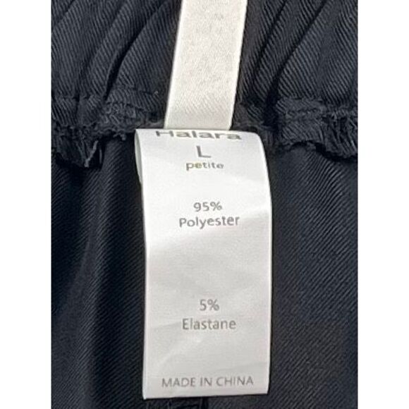 Halara High Waited Pleated Wide Leg Pants Petite Size Large Black Stretch Work - Picture 3 of 9